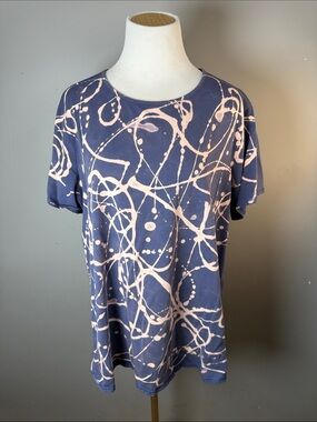 Women's dark periwinkle & Light Pink Abstract Print Tee